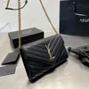 Portfel damski czarny torebka kawior złoty łańcuch klasyczny klapa torba na ramię crossbody jako designerskie torby woc mgra