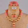 Earrings & Necklace Red Fashion African Handmade Beaded Nigeria Wedding Jewelry Set Imitation Pearl Female Earring Bracelet XX-29276S