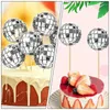 Decoração de festa 12 PCs Disco Bolo de bola Pick Decorações Mini Copas de papel Inserir Cartão de Vidro Decorativo de Vidro Decorativo de Vidro Decorativo