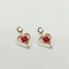 2023 Luxe kwaliteit charme hartvorm hanger ketting met rode en witte kleur druppel oorbel in 18k goud vergulde hebben postzegelbox ps7273p