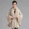 Sjaals dames luxe losse sjaal sjaal oversized bont wraps warme mode grote jas gebreide vest cloak capa con capucha winter305t