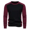 Camicie da uomo 2023 t-shirt autunno a maniche lunghe a pianta color bloccante equipaggio pullover camicia da fondo alla moda