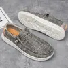 Loafer canvas manlig lätt mjuk enda sula andningsbar slip på promenader casual skor för män stor storlek ab