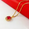 Chains Exquisite 24K Gold Plating Red Zircon Crystal Jade Pendant Necklace For Ladies Wedding Engagement Jewelry Gifts Wholesale