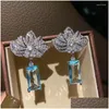 Dingle ljuskrona dingle örhängen högkvalitativ zirkon brudblå zirkoniumbröllop örhänge för brudar tillbehör kvinnor parti eveni dh40g