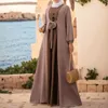 Ethnische Kleidung Eid Abaya Kimono Hijab Muslim Kleid für Frauen 2024 Sommer Mode Schnürung Open Dubai Party Turkey Islam Kaftan Robe