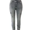 Lw artı boyutu yüksek bel flep cep kargo jean fermuarlı dantel tasarım nedensel sıska uzun pantolon 231221