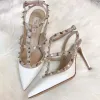 Diseñador Sandalias de tacón altas para mujeres Sandalias de punta puntiaguda 2024 Classic Genuine Leather Standed Sythy Wedding Wedding Shoats Stiletto Heels 34-44