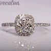 Vecalon Fashion Jewellry Design Mariage Band Ring For Women Cushion Cut 3ct Diamond 925 Silver Silver Femme Ring Gift Si305K