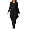 Women's Two Piece Pants Formal Coat Jumpsuit Set Elegant Irregular Hem Sleeveless For Ol Commute Long Sleeve Lady