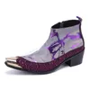 Purple Angle Boots для мужчин на высоких каблуках металлические заостренные рабочие безопасные ботинки улицы