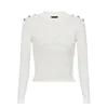 24SS Women Sweaters Magliette in lana Tops Pullover Runway Brand Slim Jersey Designer Crop Top Shirt Elasticità Elasticità Pulsanti Lion Outwear maglieria camicie