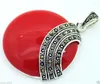 Collier Boucles d'oreilles Set Fashion conçue Red Scarved Lacquer Marcasite 925 Anneau en argent sterling (# 7-10) Pandent