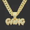 Pendant Necklaces Hip Hop Jewelry For Men Zircon Letter GANG With Iced Out Miami Cuban Link Chain Necklace Party Gifts228x