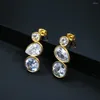 Pendientes de tachuelas Luxury 3 Irregular Stone Drop de acero inoxidable Color de oro Fashion For Women Jewelry Daily Gift