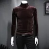 Camisetas masculinas de inverno Velvet Golden High Neck Camise