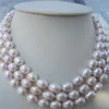 3 String 9-10 mm Natural South Sea White Barokke Pearl ketting 18-20 14K C285S