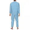 Męska odzież śpiąca pionowa piżama zestaw jesienne kolorowe paski romantyczne nocne kobiety 2 -części