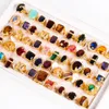 Band Rings 20pcs natural stone vintage alloy quality inlaid colored glass gemstones exquisite bulk batch 231222