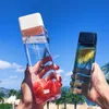 600ml Leuke Nieuwe Vierkante Melk Fruit Waterbeker voor Waterflessen Drinken met Touw Transparante Sport Koreaanse Stijl Hittebestendig1209u