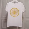 2024 Mens Designers T Shirt Man Tshirt مع رسائل ذهبية طباعة الأكمام القصيرة القمصان الصيفية الرجال فضفاضة المحملات الآسيوية الحجم S-5XL