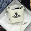 Harms Brkins Bag 70% Novo Imperatriz Ocidental Dowager Genuine Couro Bucket Média Letra Antiga bolsa pequena ombro único Crossbody feminino