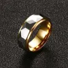 Anéis de ouro amarelo 14k de tungstênio, anel de prisma multifacetado para aliança de casamento masculina 8 mm ajuste confortável