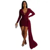 Casual Dresses paljetter Ribbon Mini Evening Party Dress Women Sexig Deep V Neck Long Sleeve BodyCon Night Club Vestidos Födelsedag kläder