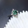 Anéis de casamento Cracking Green Gemstone Anel para mulheres anel de noivado de jóias 925 Sterling Silver Ring Birthday Year Presente 231222