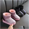 Stivali principessa spessa veet toddler sneaker sneaker peluche calde bambini nevici inverno per bambini scarpa di cotone pailla