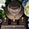 Hibride Elegant Femmes Bijoux de mariage Africain Cz Crystal Drop Drop Bridal Collier et boucles d'oreilles Bijoux N789 231221