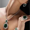 Choucong Brand New Unique Luxury Bridal Jewelry Set 18K White Gold Fill Emerald Gemstones Wedding Party Stud Earring Tennies Neckl2627