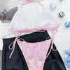 Swimwear pour femmes Micro Bikini 2023 Femmes Two Piece Love Mini Triangle Sac plissé de bain plissé