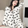 Women's Sleepwear Silk Satin Pajamas For Womens Sets Floral Long Sleeve Two Pieces Solid Color Comfort Sleep Homewear