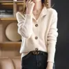 2023 Autumn Winter Women Cardigans Vintage Style Sweater Solid Loose Coat Lange Mouw Jacket Button Up Knitwear 231221