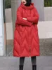 Winterfrauen mit Kapuze lose dicke, warme weiße Ente Down Long Coat lässig weiblicher Reißverschluss Parka Snow Outwear 231221