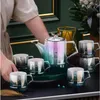 Teaware sätter ljus lyx keramisk te set pärla glasyr gradient koppar manual målad guld tekanna för gästfrihet ceremoni