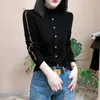 Blouses pour femmes chaudes allemand en velours long à manches longues au fond et à la mode hivernale polyvalente Slim Slimming Top pour les femmes