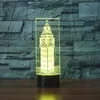 Big Ben 3D Desk Lamp Gift Acryl Night Light Led verlichting Meubels Decoratief kleurrijk 7 kleurverandering huishoudelijke huisaccessoires305i