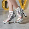 Heels Big Size 11 12 13 14 15 16 17 18 1 High heels sandals women shoes woman summer ladies Metal decoration High heeled sandals