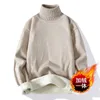 Men 2023 Sweater Autumn Winter Knitted Turtleneck Thick Fleece Inside Solid Color Pullovers Casual 231222