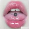 Labret Lip Piercing Jewelry Cats Eye Stone Transparent Can Drink Alcohol Spicy Girl Comfortable Titanium Steel External Thread Ring Dhnqd