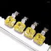 Dangle Earrings ZOCA Luxury 925 Sterling Silver Gold Yellow Zircon Diamond Drop For Women Fine Jewelry Gift Party Wedding Friends