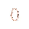 T GG Nuovo 925 Sterling Silver Ring Bar Stacking firma Tripla fascia papata a paletta radiante ventola rosa rosa per donne gioielli