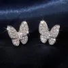 Kolczyki stadnorskie Wspaniałe 4 płatki z płatkami motylki dla kobiet olśniewające cyrkon stylowy design fantazyjny prezent dziewczyna wszechstronna biżuteria