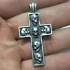 Colares de pingentes de colar cruzamento de crânio/jesus para homens religião amulet jóias jóias de aço inoxidável cadeia de bola