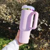 Rainbow vacuum insulated double walled powder coated pink purple plated H2.0 40oz quencher tumbler with lid and straw for Valentine's Day and Mother's Day