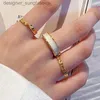 Band Ringe Gold Farbe Runde Öffnung Ringe für Frauen Luxus Unregelmäßigen Einstellbare Finger Zirkon Edelstahl Ring Mode Tren Hochzeit schmuck 231222