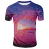 Camisetas de camisetas masculinas da série Ocean Sports Outdoor Top 3D Impressão digital de manga curta Camiseta do pescoço redondo do pescoço