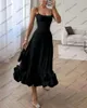 Casual Dresses Cute Flowers Satin Women Summer High Quality Spaghetti Strap -length Prom Gowns Custom Made Taffeta A Line Party Gown